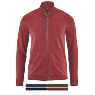Gilet SPORTSWEAR  en  chanvre et coton bio, d'épaiseur CONFORT, zipé , col cheminée, larges poches rentrées